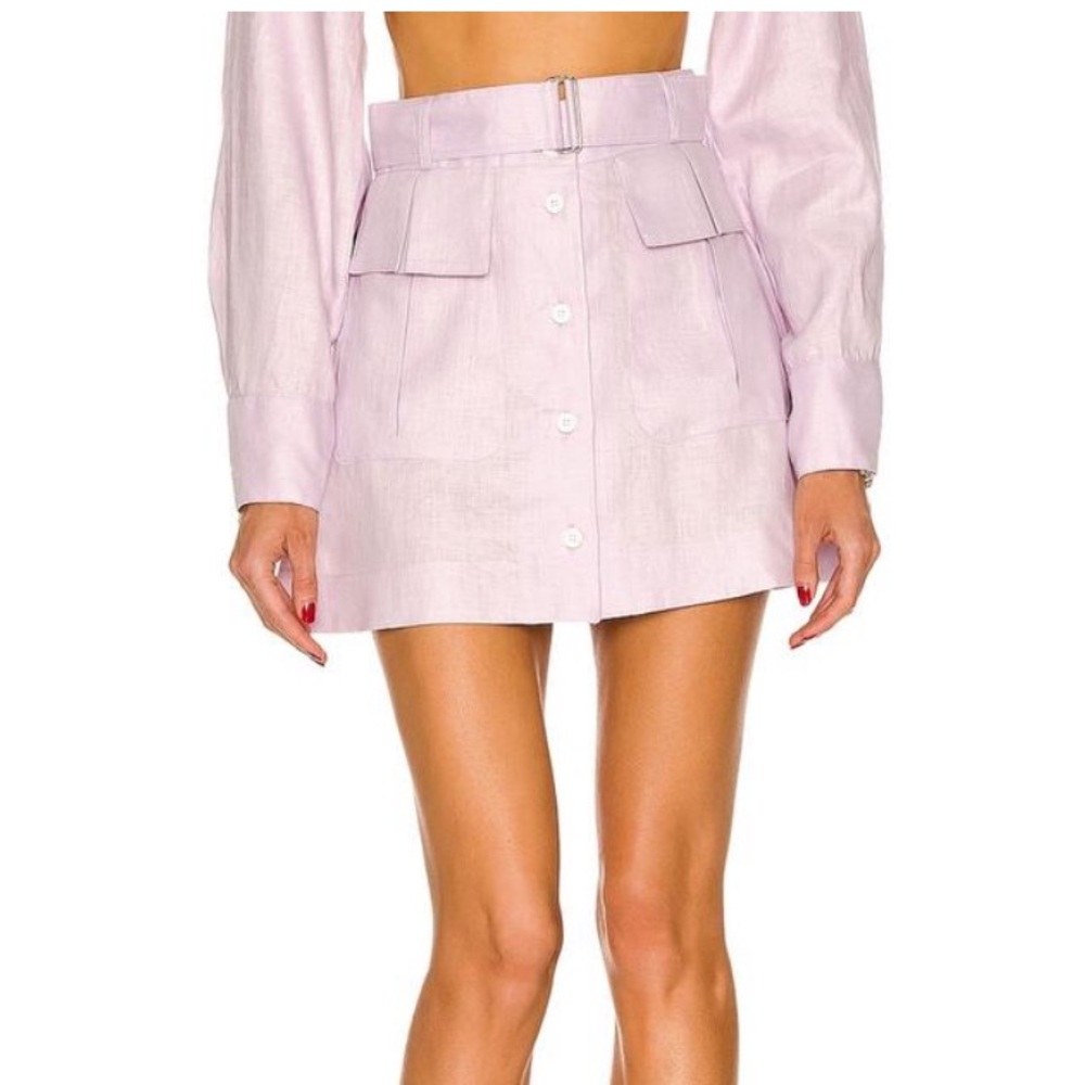 Matthew Bruch Lilac Linen Cargo Skirt